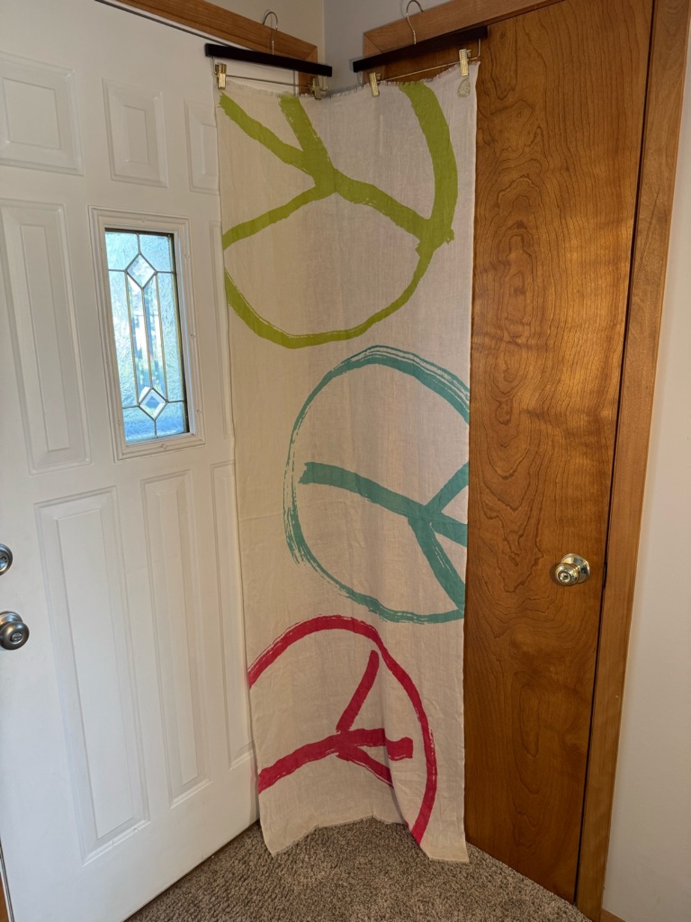 Armand Diradourian Peace Sign Silk/Cashmere Wrao Scarf